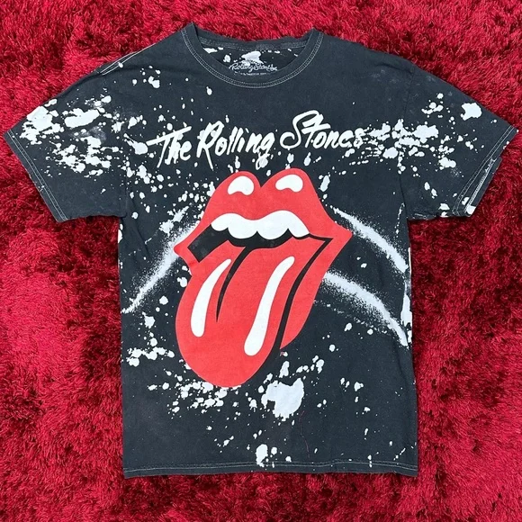 The Rolling Stones Album Art Shirt Black Bleached Medium - Picture 1 of 5